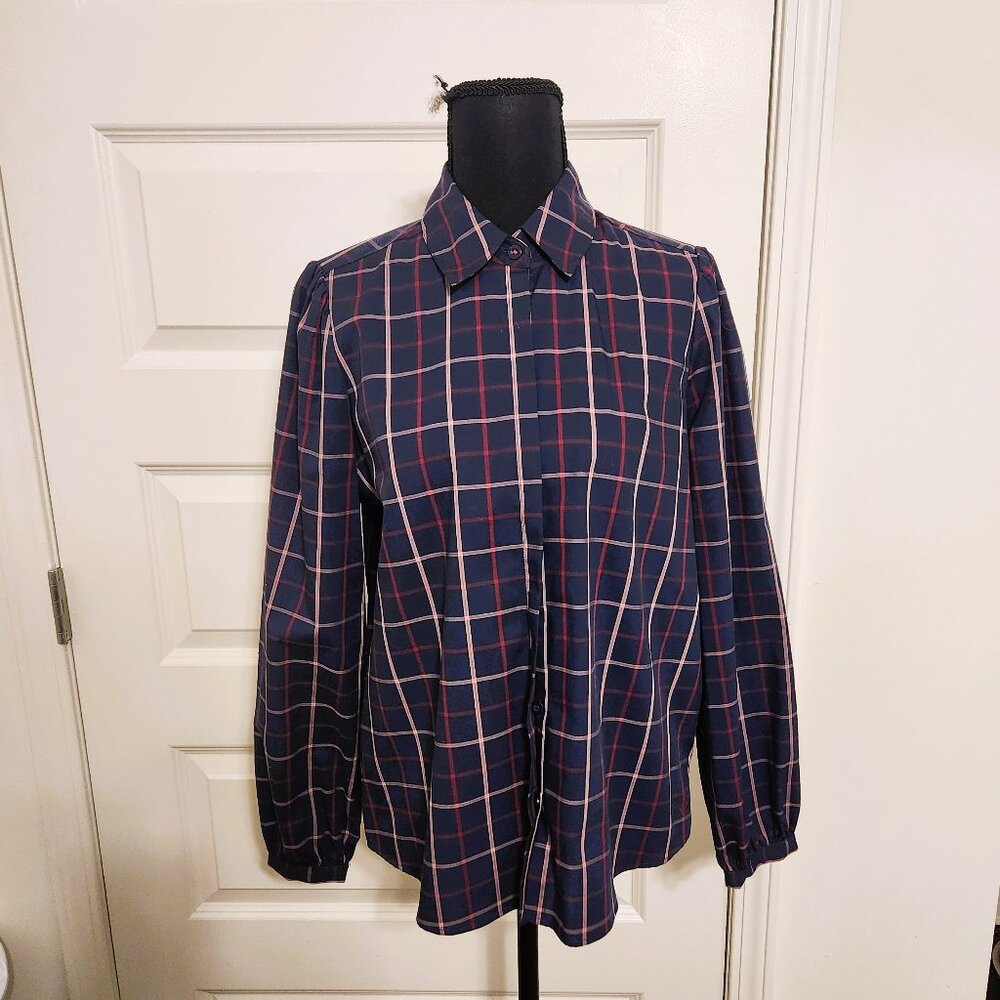 Biltmore Plaid Button-Up Blouse – Size XS